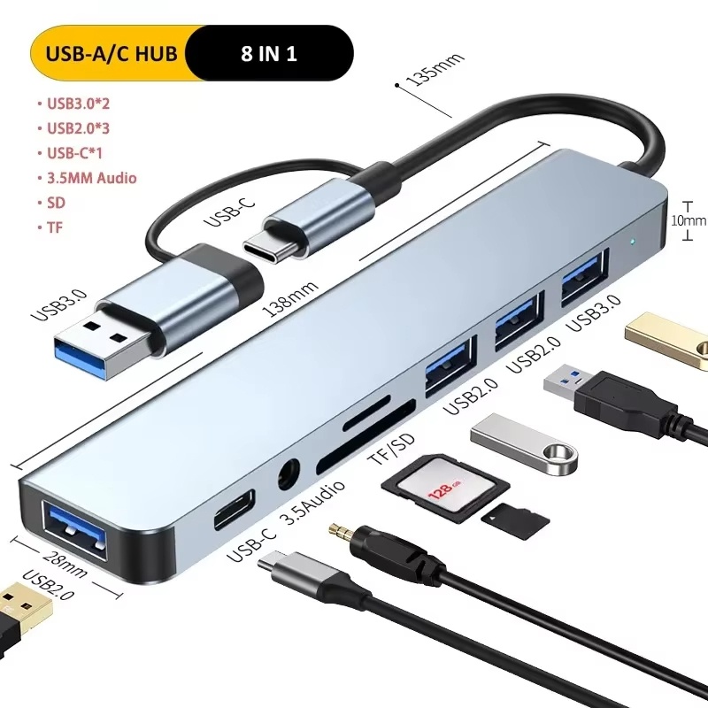 Sd Card Module - USB-хаб Type-C 8-в-1, USB-разветвитель, многопортовый USB-адаптер,