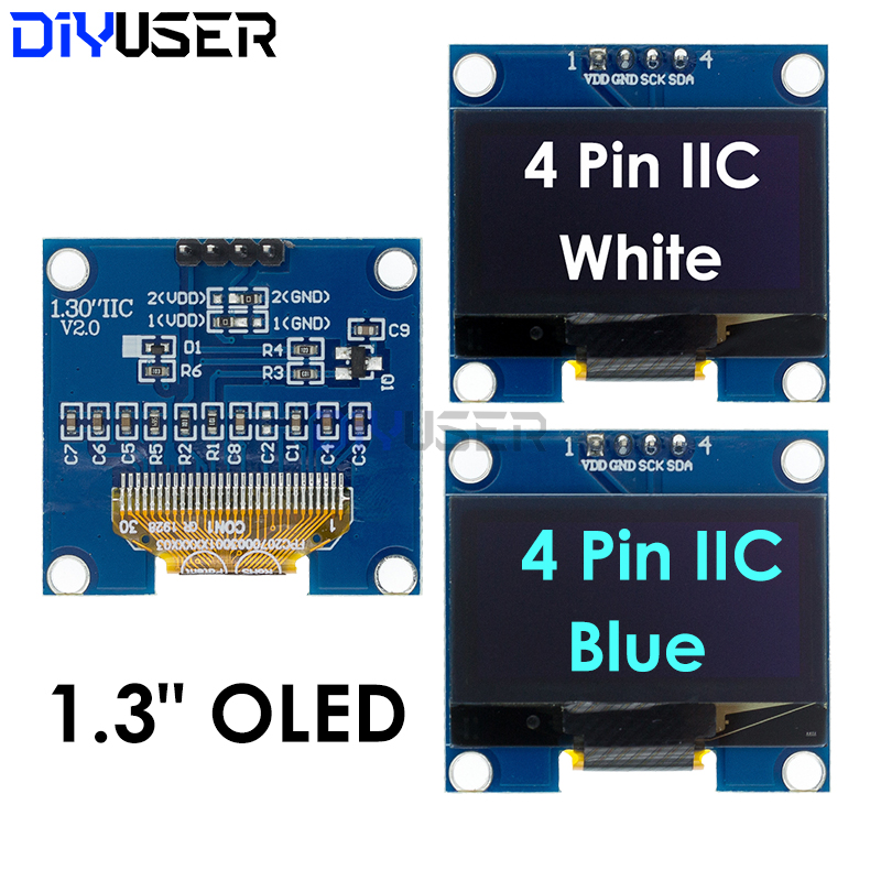 Ssd1306 - DIYUSER 1.3-дюймовый OLED-дисплей IIC, бело-синий, с